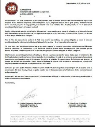 La AdJ elevar� su pedido a CABB y FIBA